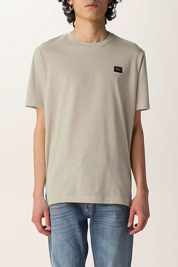 Футболка светло-бежевого цвета Paul & Shark logo-patch   