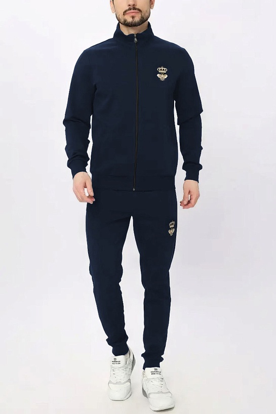 Синие спортивные штаны Dolce & Gabbana bee crown embroidered