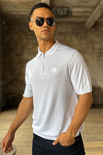 Мужское поло Stefano Ricci Eagle zip-neck - White   