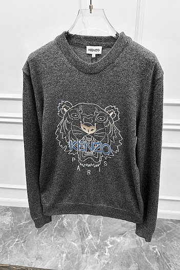 Серый свитер Kenzo Tiger logo-embroidered   
