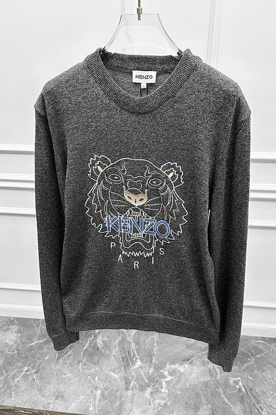 Серый свитер Kenzo Tiger logo-embroidered