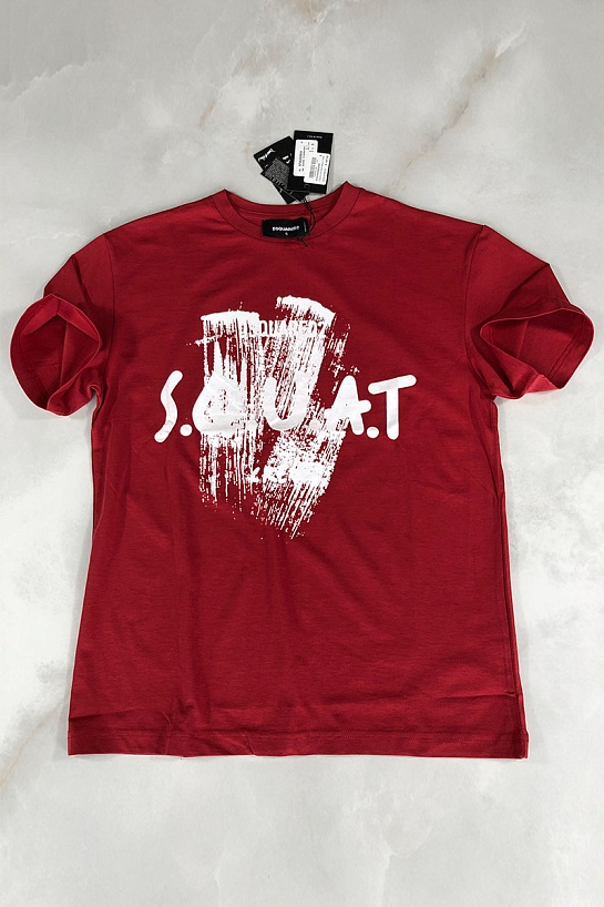 Красная оверсайз футболка Dsquared2 Squat