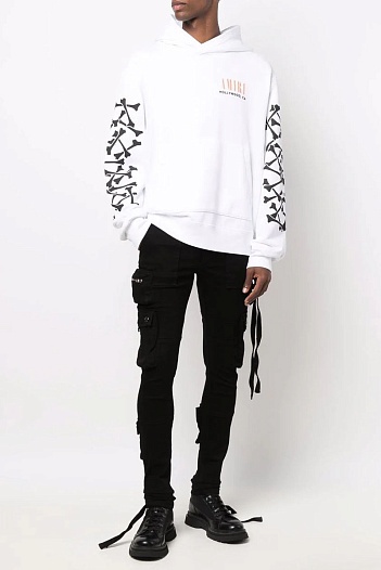 Белое мужское худи Amiri Bones logo-print   