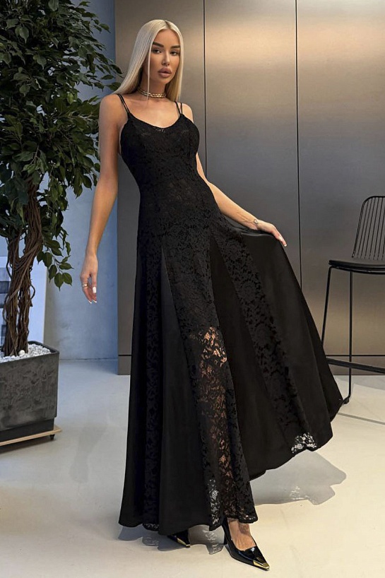 Женское чёрное платье на бретельках Schiaparelli premium