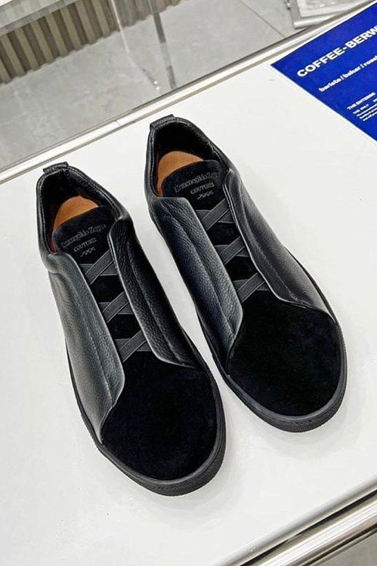 Чёрные комбинированные кроссовки Ermenegildo Zegna