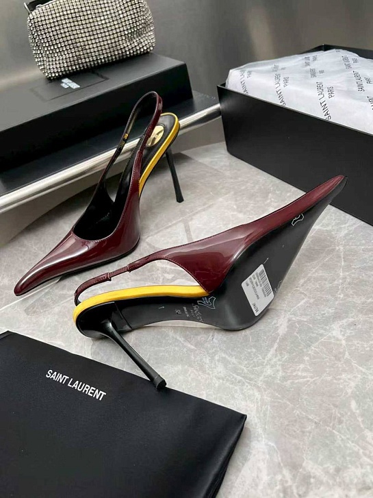 Женские кожаные туфли на каблуке Yves Saint Laurent premium