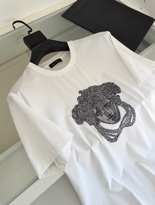 Мужская футболка Versace Medusa logo-embroidered - White