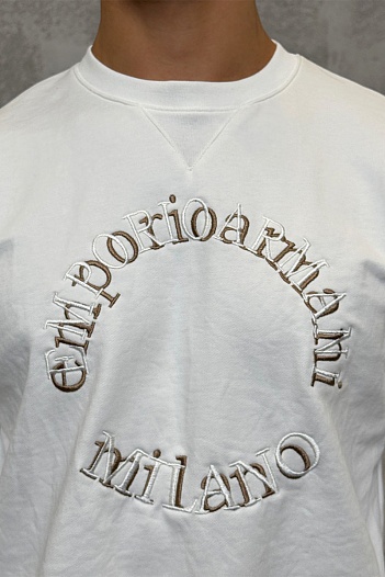 Белый свитшот Emporio Armani logo embroidery   