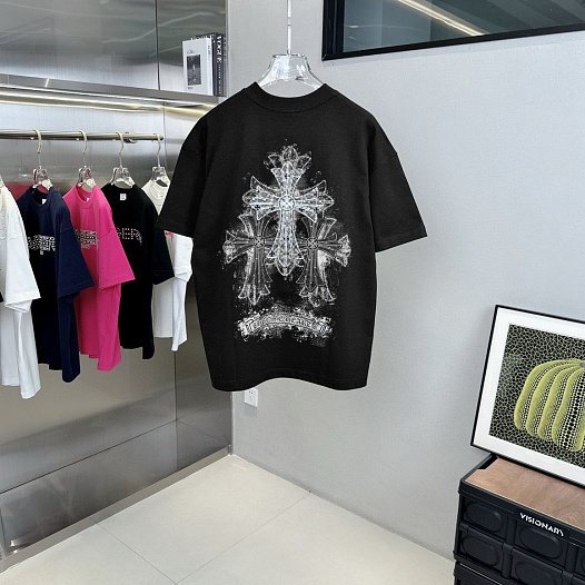 Чёрная оверсайз футболка Chrome Hearts Premium   