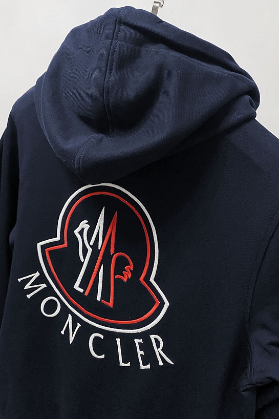 Мужская брендовая кофта Moncler тёмно-синего цвета