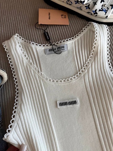 Женская белая майка MIU MIU premium   