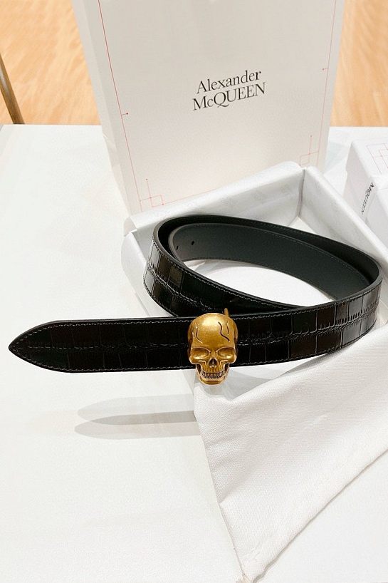 Кожаный ремень Alexander McQueen Skull Premium (ширина 3.5 см)
