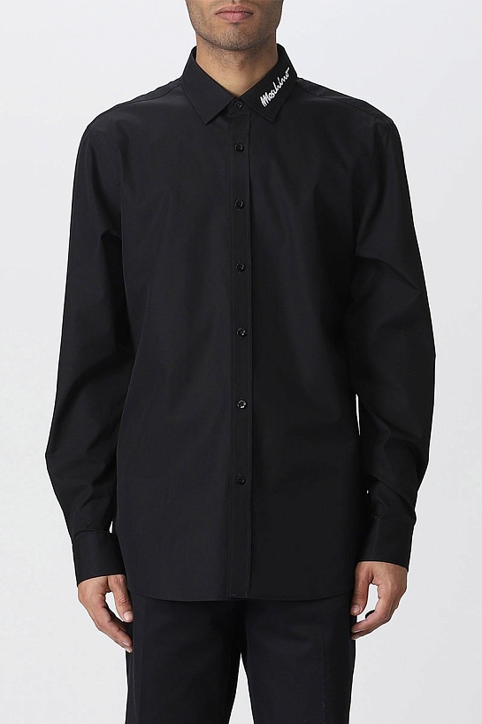 Мужская чёрная рубашка Moschino embroidered logo