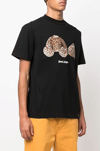 Чёрная оверсайз футболка Palm Angels Leopard Bear   