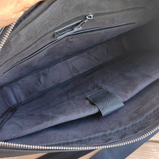 Мужская кожаная сумка Prada 38x28 см - Black