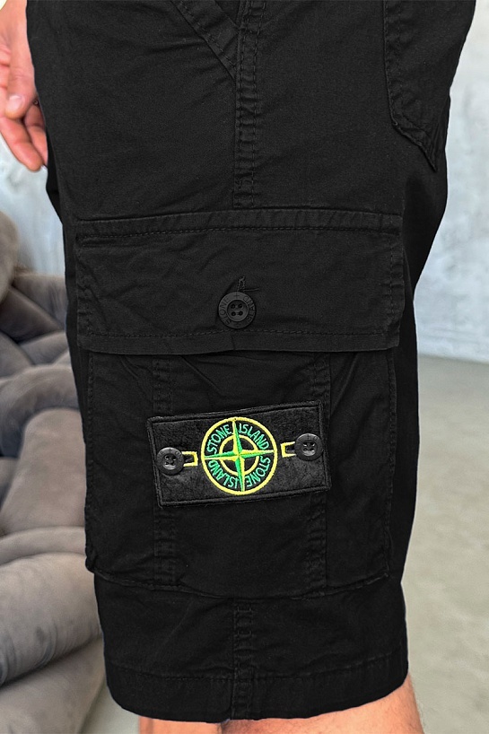 Чёрные шорты Stone Island cargo compass-patch