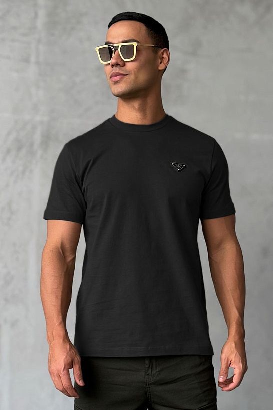 Мужская футболка Prada logo-plaque - Black