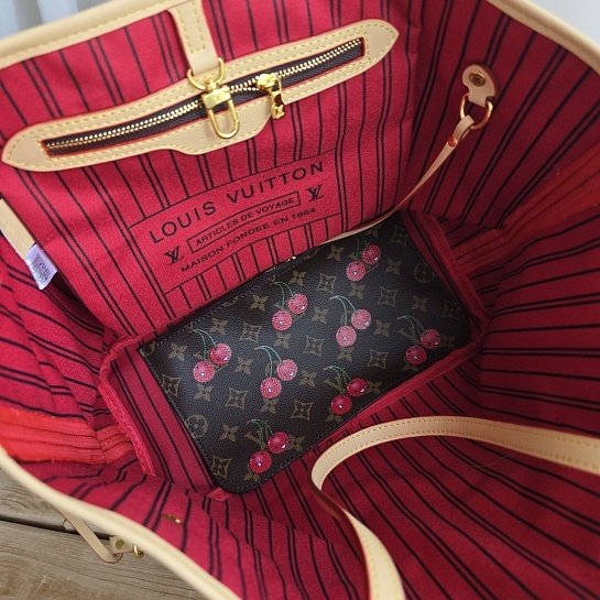 Кожаная сумка Louis Vuitton x Takashi Murakami Cherry Neverfull MM 32x28 см