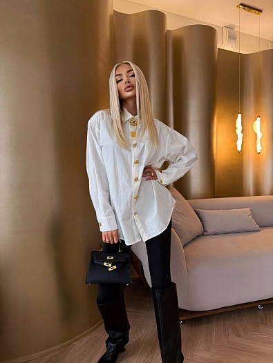 Женская хлопковая рубашка Schiaparelli Premium - White   