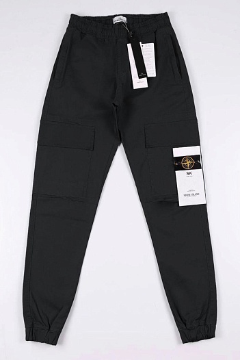 Мужские чёрные джоггеры с патчем Stone Island   