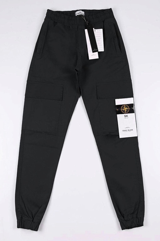 Мужские чёрные джоггеры с патчем Stone Island