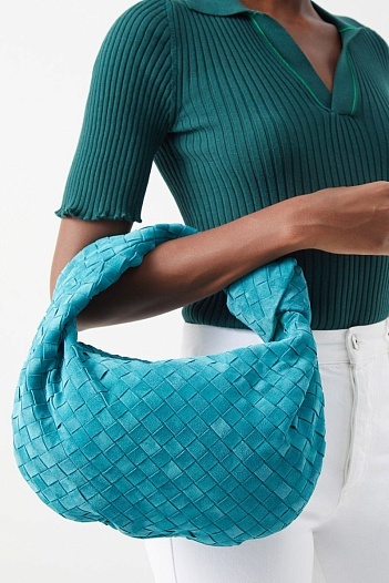 Женская замшевая сумка  Bottega Veneta Jodie Teen Intrecciato 35x23 см (5 расцветок)   