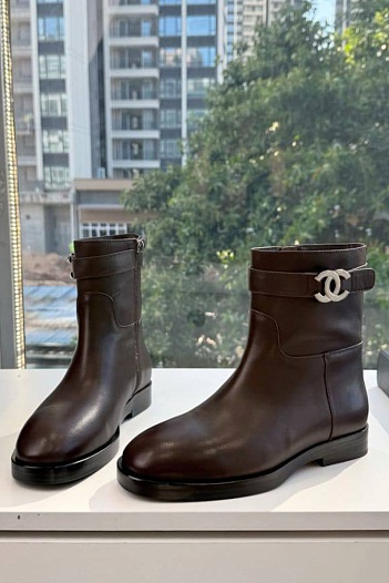 Женские кожаные сапоги Chanel premium   