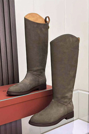 Женские замшевые сапоги Loro Piana premium - Grey   