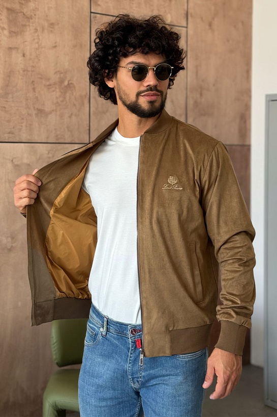 Мужской бежевый бомбер Loro Piana