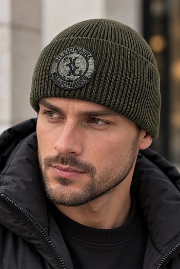 Тёмно-зелёная шапка Billionaire logo-patch   