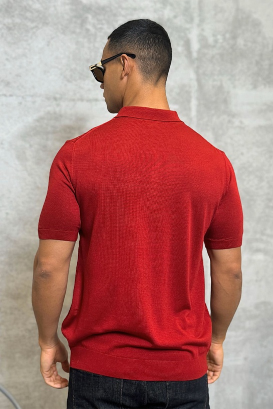 Мужское поло красного цвета Zilli zip neck