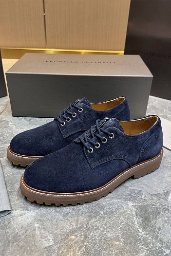 Замшевые ботинки Brunello Cucinelli синего цвета   