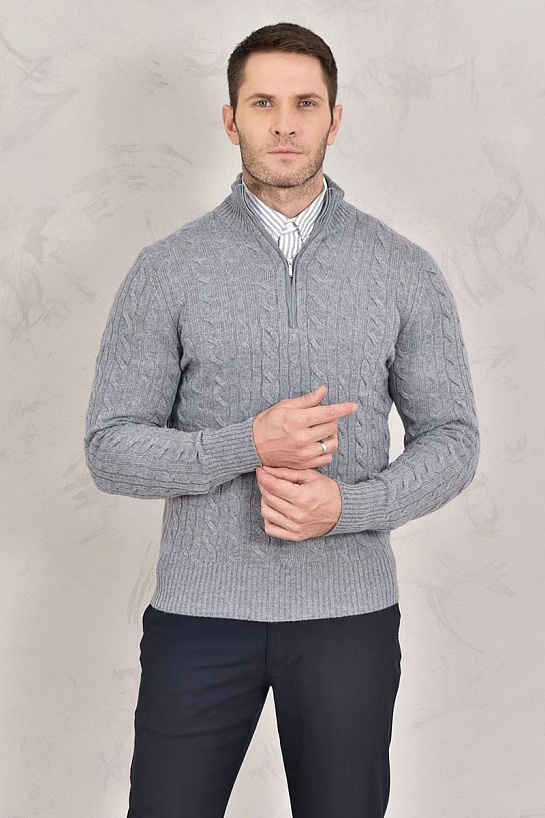 Кашемировый свитер Loro Piana Premium zip-neck - Grey