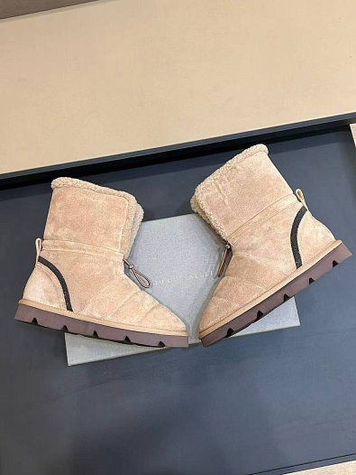 Женские замшевые угги с мехом Brunello Cucinelli Monili Premium   