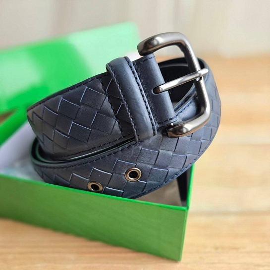 Кожаный синий ремень Bottega Veneta - длина 100 / 105 см
