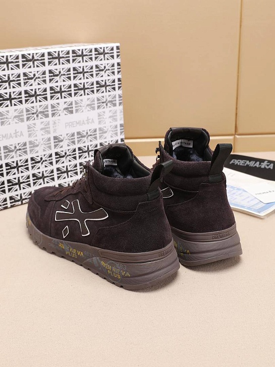 Замшевые кроссовки с мехом Premiata high-top - Brown