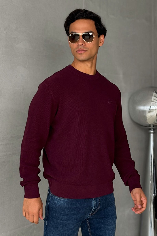 Мужской джемпер бордового цвета Hugo Boss logo-embroidered