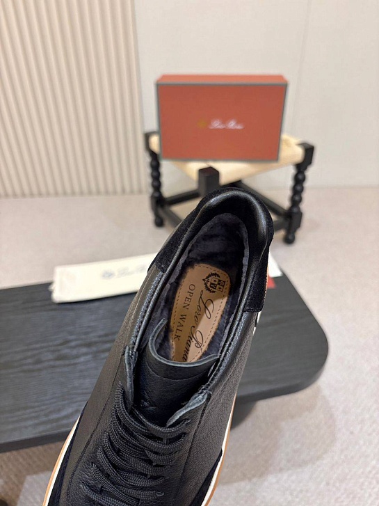 Кожаные кроссовки с мехом Loro Piana high-top
