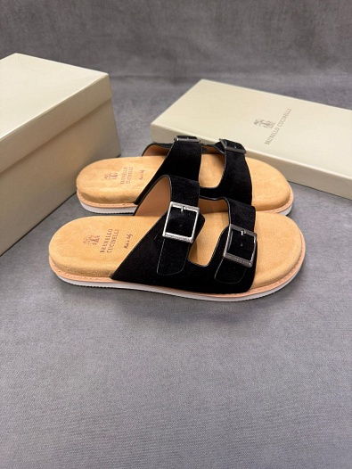 Замшевые шлёпанцы Brunello Cucinelli Urban - Black   