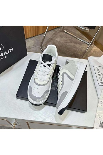 Кожаные кроссовки Balmain B-Skate Low-Top - White / Grey   
