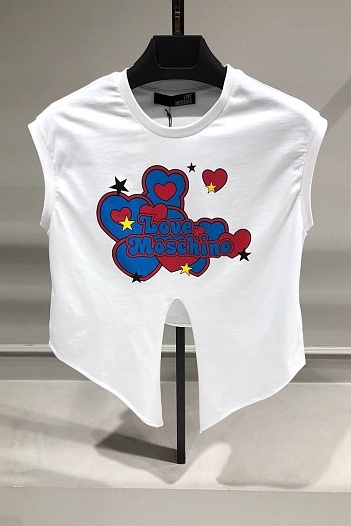 Женский белый топ Love Moschino Hearts print   