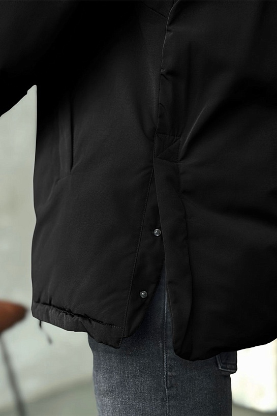 Чёрный пуховик Canada Goose Sanford logo-patch