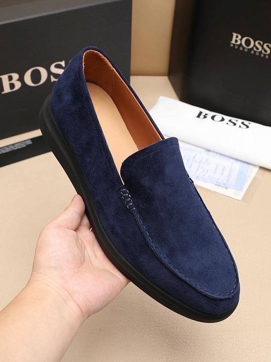 Замшевые лоферы Hugo Boss embossed logo - Navy