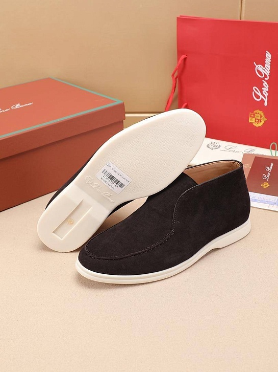 Замшевые лоферы с меховой стелькой Loro Piana Open Walk - Brown