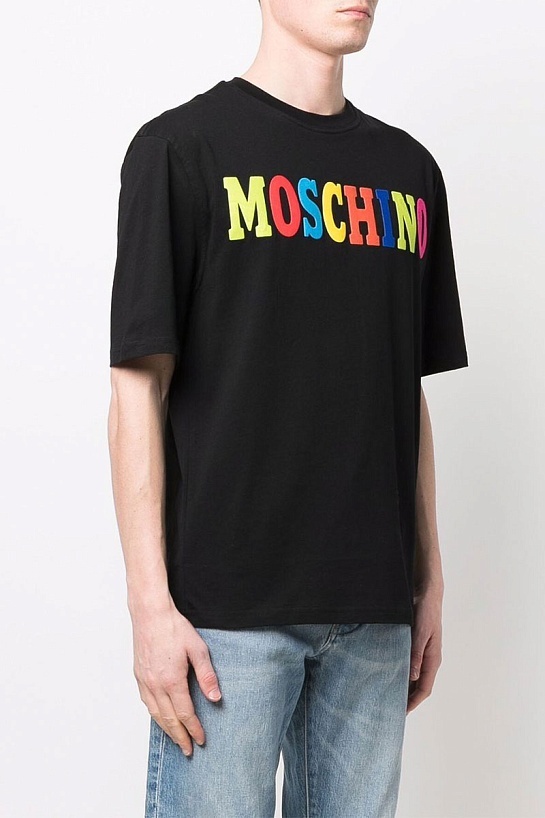 Чёрная оверсайз футболка Moschino colourblocked logo