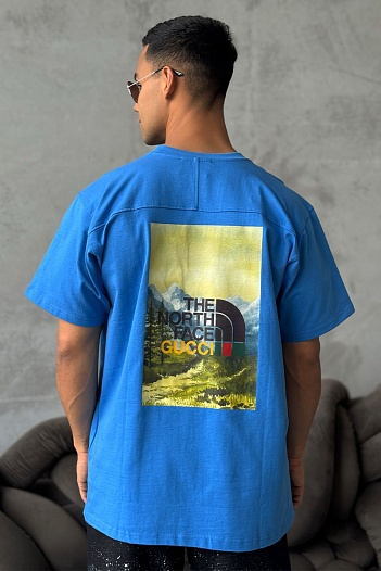 Оверсайз футболка Gucci x The North Face Collaboration landscape print - Blue   