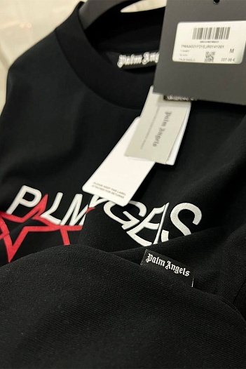 Чёрная оверсайз футболка Palm Angels Racing Stars   