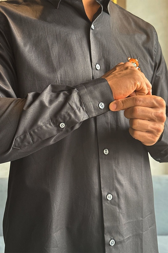 Классическая рубашка Moschino Teddy Bear embroidered logo - Black