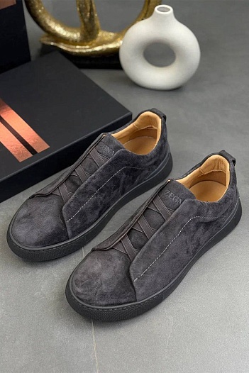 Замшевые кроссовки Zegna Triple Stitch   