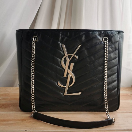 Женская сумка-тоут Yves Saint Laurent 36x29 см - Silver   
